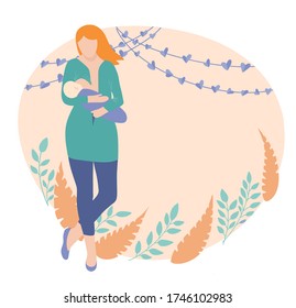 Semana Mundial de la Lactancia Materna - Fondo Neutral. Apoyo a las madres lactantes. la mujer es recién nacida