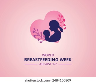 World Breastfeeding Week. Observed from August 1-7. Vector illustration of  banner, poster, card for social networks and media. Holiday concept.