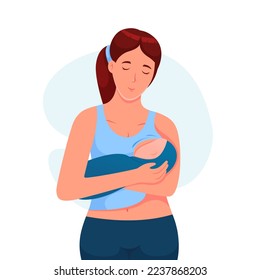 World breastfeeding week simple vector illustration of mother's love