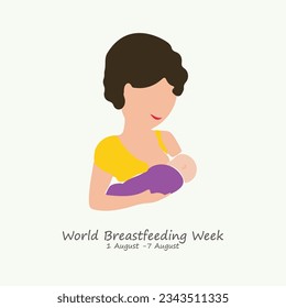 Weltreisenwoche, Vektorgrafik, Illustration. Frau, die dem Baby Milch füttert.