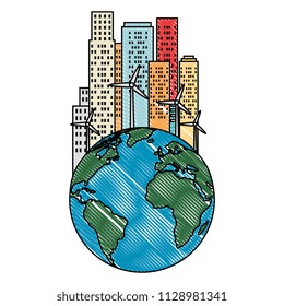 world with buildings cityscape