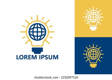 World bulb creative logo template design vector