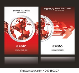 world business card paper in modern red design