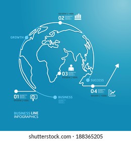 World Business Diagram Line Style  Template  / Can Be Used For Infographics / Horizontal Cutout Lines / Graphic Or Website Layout Vector