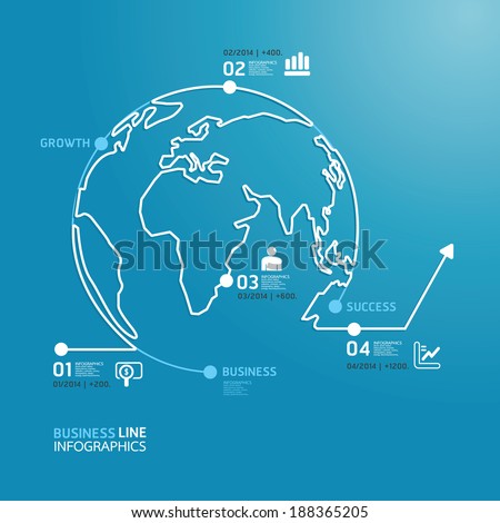 world business diagram line style  template  / can be used for infographics / horizontal cutout lines / graphic or website layout vector