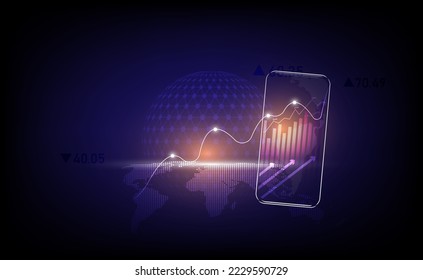 World business graph or chart stock market or forex trading graph in graphic concept suitable for financial investment or Economic trends business,graph candlestick, in neon light color background.