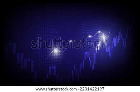 World business graph or chart stock market or forex trading graph in graphic concept suitable for financial investment or Financial chart with moving up stock market graph in neon light color backgrou