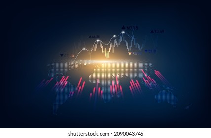 World business graph or stock market chart or forex trading graph in graphic concept suitable for financial investment or business economic trend candlestick graph.abstract background.
