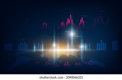 World business graph or stock market chart or forex trading graph in graphic concept suitable for financial investment or business economic trend candlestick graph.abstract background.