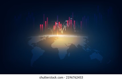 World business graph or stock market chart or forex trading graph in graphic concept suitable for financial investment or business economic trend candlestick graph.abstract background.