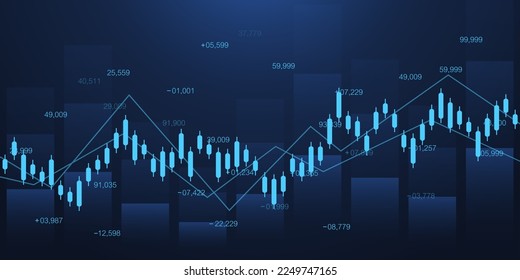 World business graph or stock market chart or forex trading graph in graphic concept. Financial investment or business economic trend candlestick graph. Business idea and technology innovation design.