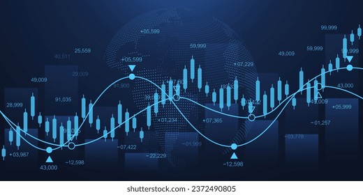 World business graph or stock market chart or forex trading graph in graphic concept. Financial investment or business economic trend candlestick graph. Business idea and technology innovation design