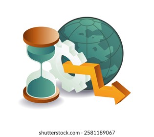 World business growth time cycle concept illustration