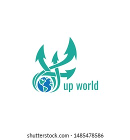 world business logo flat design with up arrow