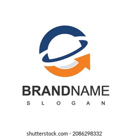 World Business Logo Template, Globe With Arrow Symbol