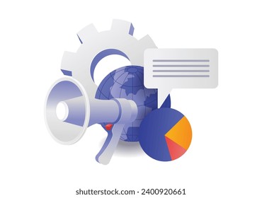World business team campaign flat isometric illustration