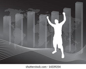 World business vector illustration - fully editable.  Black and white, but can easily be changed to any color or hue desired.