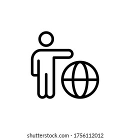 World, businessman concept line icon. Simple element illustration. World, businessman concept outline symbol design from Business strategy set. Can be used for web and mobile