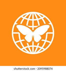 world and butterfly symbol vector