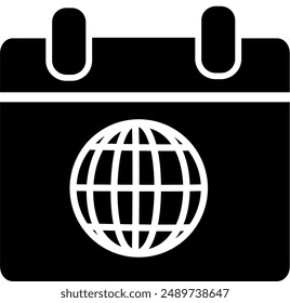 Icono de calendario mundial. Icono de Vector simple de calendario global. Diseño de Vector reemplazable.	