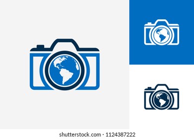 World Camera Logo Template Design Vector, Emblem, Design Concept, Creative Symbol, Icon