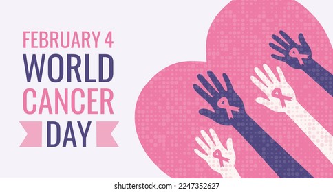 World Cancer Awareness Day - February 4. Vector web banner for social media, posters, cards, and flyers. Medical health care design. 