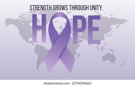 World Cancer Awareness Day Landing page poster, Cancer day background HOPE with world map