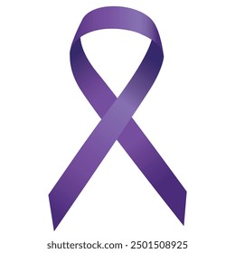 World Cancer Awareness Day Ribbon. Violet Isolated Vector. Realistic. Health. Illustration.