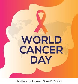 World cancer awareness day square banner design concept. February 4th stop cancer campaign symbol. Attention to healthcare background. Vector eps illustration