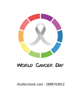 World cancer awareness day vector. Cancer ribbon color illustration.