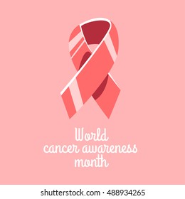 world cancer awareness month cute cartoon ribbon.