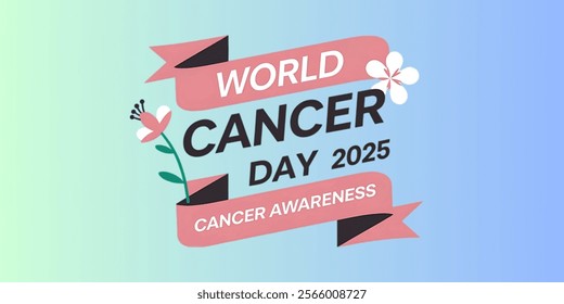 WORLD CANCER DAY 2025 creative banner, minimalistic flat vector illustration