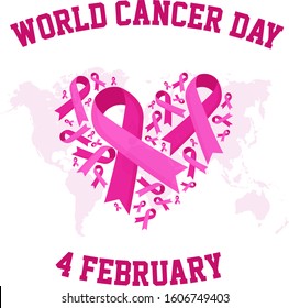 World Cancer Day 4 February Concept. Vector Illustration