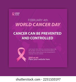 World cancer day 4 February social media post vector template