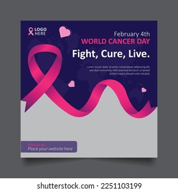 World cancer day 4 February social media post vector template