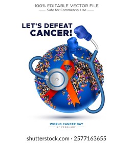 World Cancer Day 4th February. Medical Health Care post design.