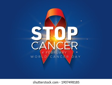 world cancer day awareness concept idea with stop cancer typography