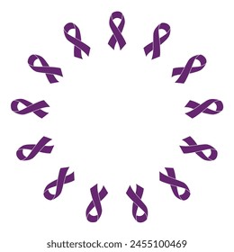 Día Mundial del Cáncer, Concepto de Conciencia del Cáncer Con Cintas de Color Púrpura, celebrando la vida de guerreros valientes 