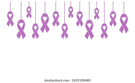 Día Mundial del Cáncer, Concepto de Conciencia del Cáncer Con Cintas de Color Púrpura, celebrando la vida de guerreros valientes 