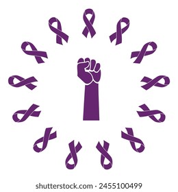 Día Mundial del Cáncer, Concepto de Conciencia del Cáncer Con Cintas de Color Púrpura, celebrando la vida de guerreros valientes 