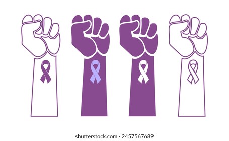 Día Mundial del Cáncer, Concepto de Conciencia del Cáncer Con Cintas de Color Púrpura, celebrando las vidas de valientes guerreros	