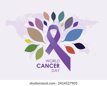 World Cancer day. Cancer Awareness month, woman with Ribbon in hospital for support people life and illness. National cancer survivors month, Mother and World cancer day concept. Vector illustration