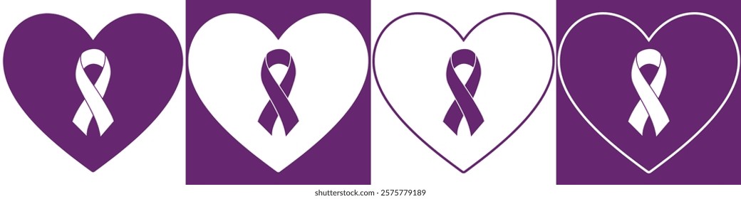 World Cancer Day Awareness with Ribbon Vector Illustration, Global Health Awareness Icon Design, Editable Minimalist Art Highlighting Cancer Support, Hope and Awareness Campaigns