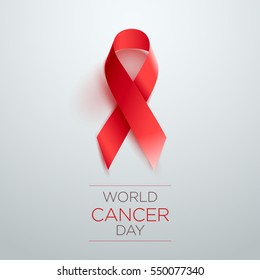 World Cancer Day Awareness Ribbon. Vector Illustration.