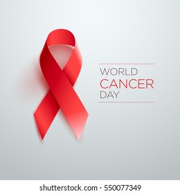 World Cancer Day Awareness Ribbon. Vector illustration.