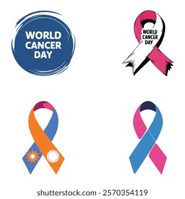 World Cancer Day Awareness Ribbons Colorful and Inspiring Designs.