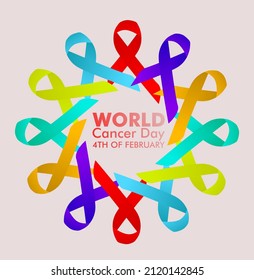 world cancer day background event, vector illustration with ribbon shape