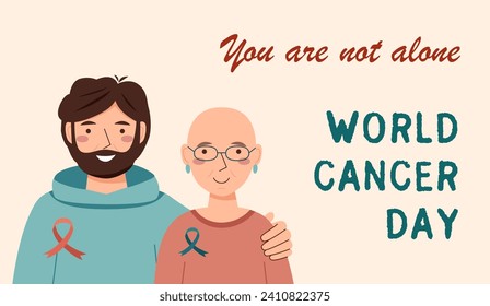World Cancer Day background. People who have cancer.