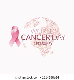World cancer day background. World rose petals Concept. Realistic Vector illustration.