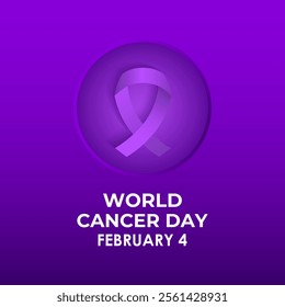 World Cancer Day Banner design concept with Realistic Ribbon. Vector illustration. Eps 10.
